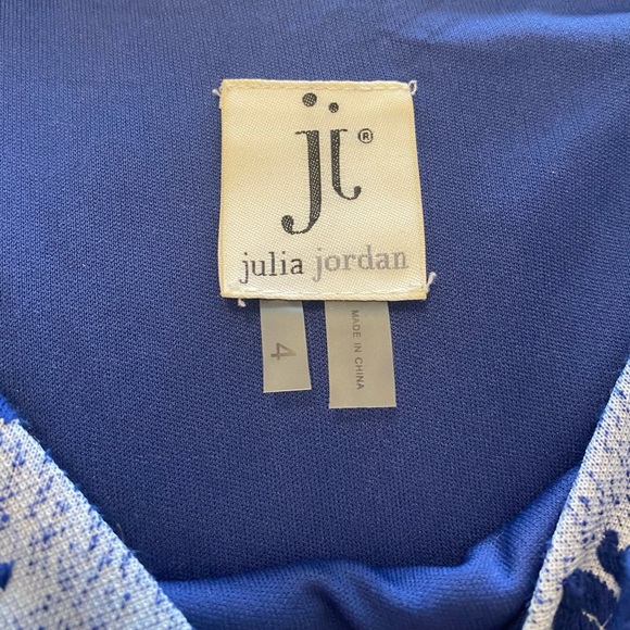 Blue Jacquard Shift Dress with Cut Out Back - Picture 4 of 7